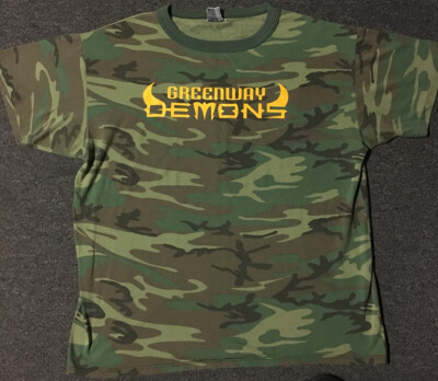 Vtg 90s Greenway Demons NJROTC Camo Shirt XL USA School Military Army Grunge PE