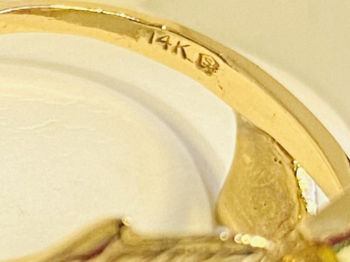 Vintage Sultan Hawaii Na Hoku 14K Gold Jade Ring - Picture 9 of 12