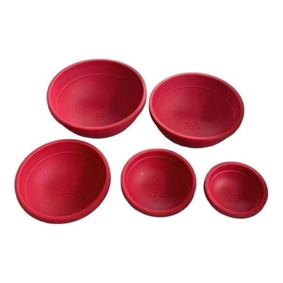 Measuring Bowls WILTON 5-pcs Red Silicone Prep Pinch Bowl Set Measuring Cups - Image 4 of 4