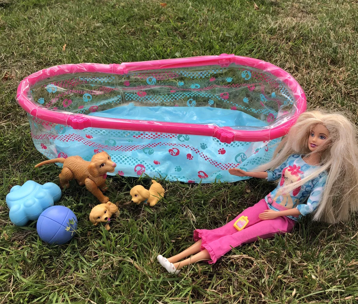 barbie dog pool with dogs and doll eBay