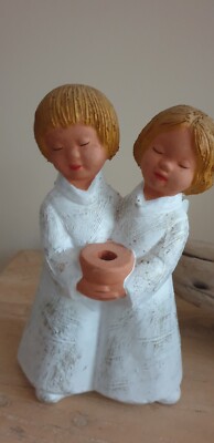 Singer Engel Jullar Weihnachtsdeko Figuren Mit original Aufkleber Keramik Paar