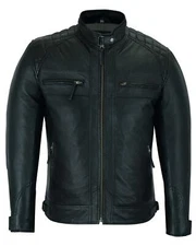 Vance Leather VL550 Motorcycle Jacket Cafe Racer Waxed Lambskin MCJ