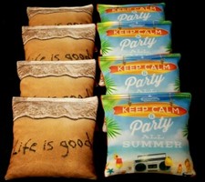 PARTY ALL SUMMER KEEP CALM LIFE IS GOOD 8 ACA Reg Cornhole Bean Bags 728,709