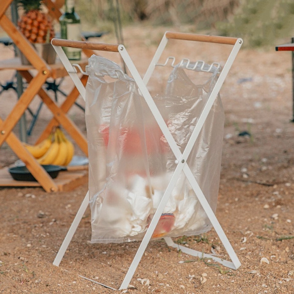 Sturdy Folding Leaf Bag Stand Portable Trash Bag Holder for Outdoor and