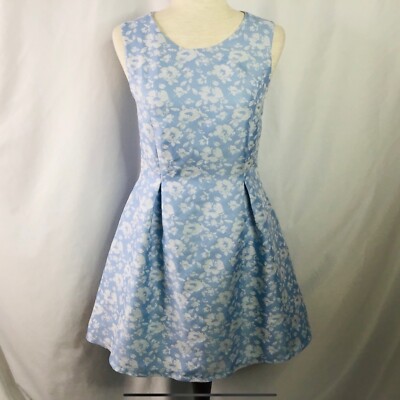 Jorcy Dress Size M Juniors Fit Flare Sheath Sleeveless Blue White Party  Dance | eBay