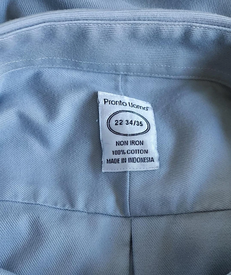 Camisa Pronto Uomo Para Hombre Talla 22 Gris 34/35 Algodón Manga Larga Gris Abotonada Foto 2 de 4