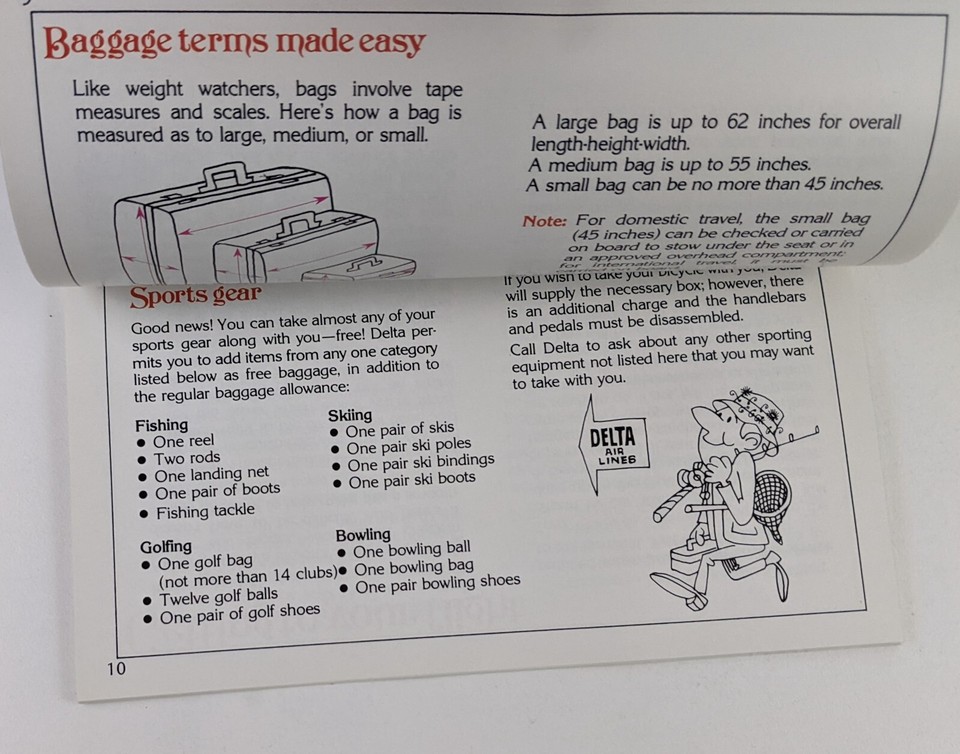 1985 Delta Airlines Travel Tips Vintage Booklet Baggage Traveling with