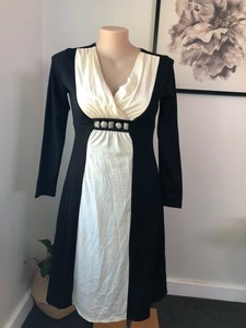 black and white long sleeve maxi dress