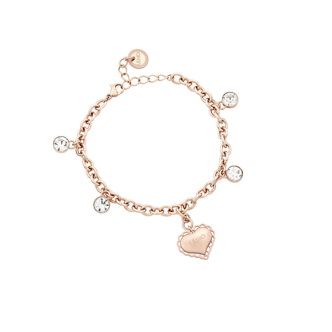 Liu Jo Luxury Womens Bracelet LJ1528 Stainless Steel Gold Rose Charms Hearts