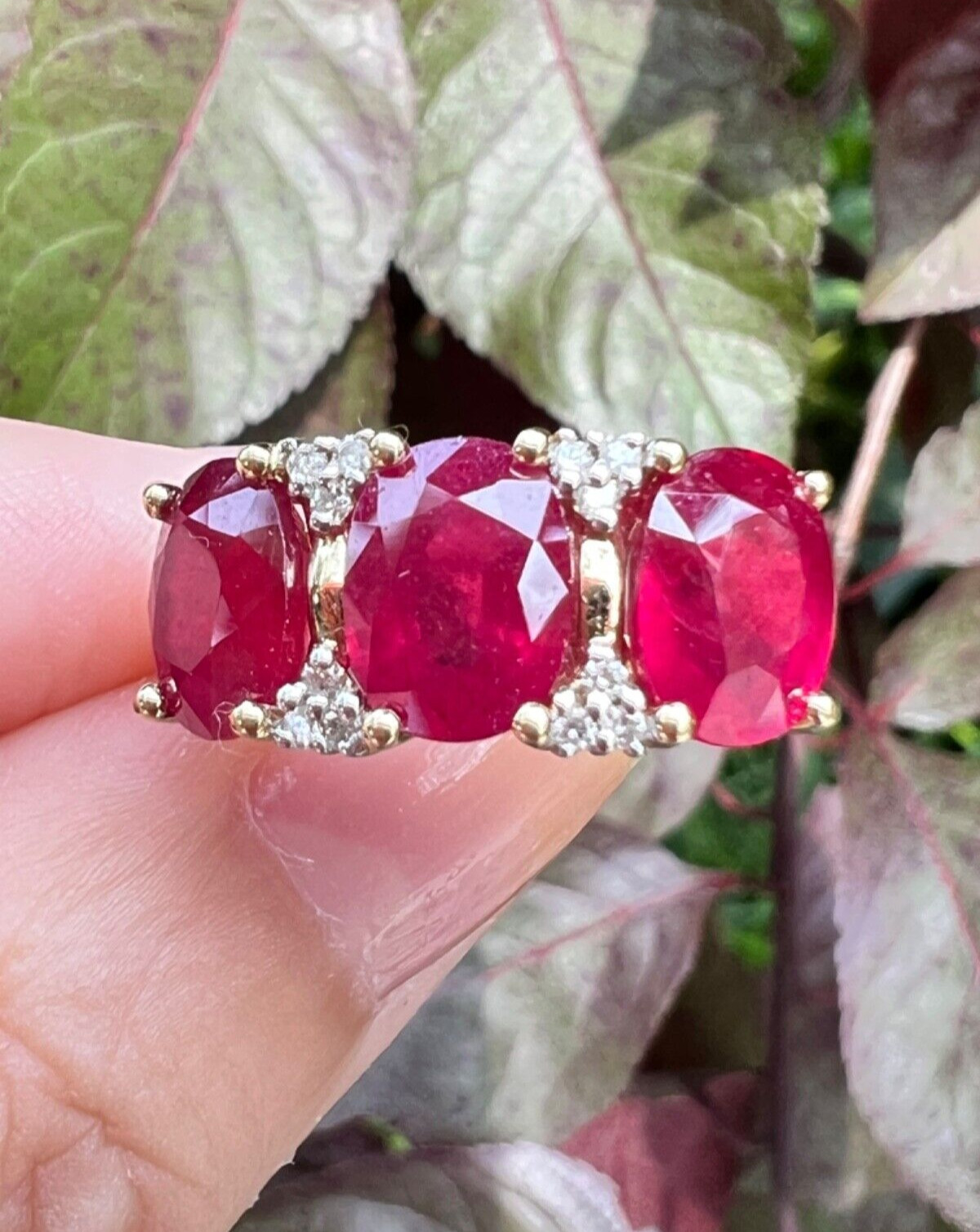 14K GOLD TRILOGY “PAST PRESENT FUTURE “ RUBY DIAM… - image 24