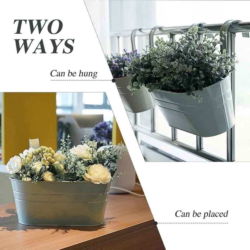 Hanging Garden Flower Planter Window Box Trough Metal Large Pot Fence Balcony x1 - Image 3 of 4