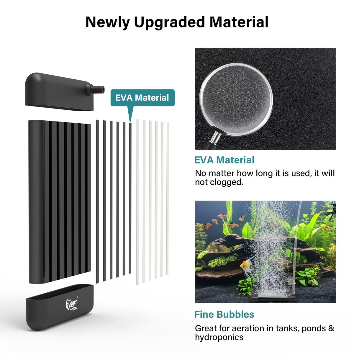 Hygger 4 Inch Aquarium Air Stone - Ultra Fine Bubbles, Quiet Corundum Diffuser For Fish Tanks, Ponds, Hydroponics