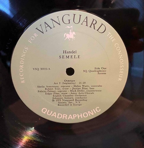 HANDEL SEMELE ORIG VANGUARD QUADRAPHONIC THREE (3) RECORD BOX SET NM - Picture 3 of 5