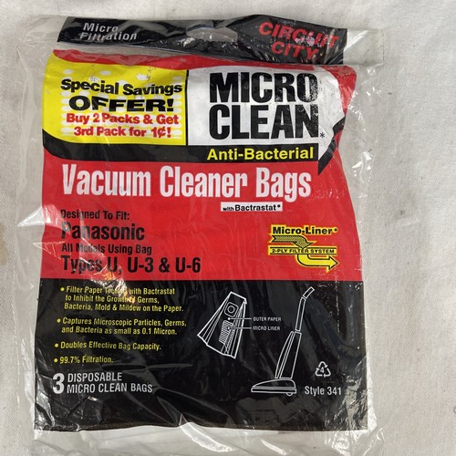 Circuit City Panasonic Type U / U3 Micro Clean Anti Bacterial Vacuum