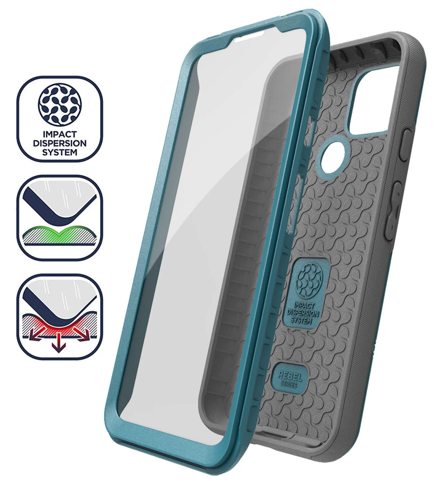 Google Pixel 5 Case with Screen Protector Rugged Built In Screen Case Blue - Image 4 of 4