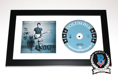 JOHN MAYER SIGNED FRAMED 'HEAVIER THINGS' CD COVER BECKETT COA