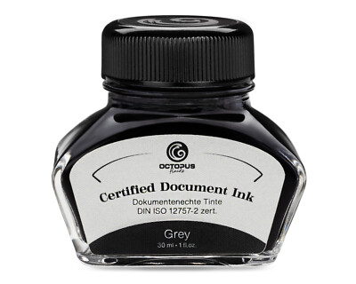 Document Ink grey, dokumentenechte Tinte, DIN ISO 12757-2 zertifiziert, 30 ml
