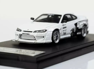 SW 1:64 Scale White Silvia S15 Drift Rocket Bunny Diecast Metal Gift Model
