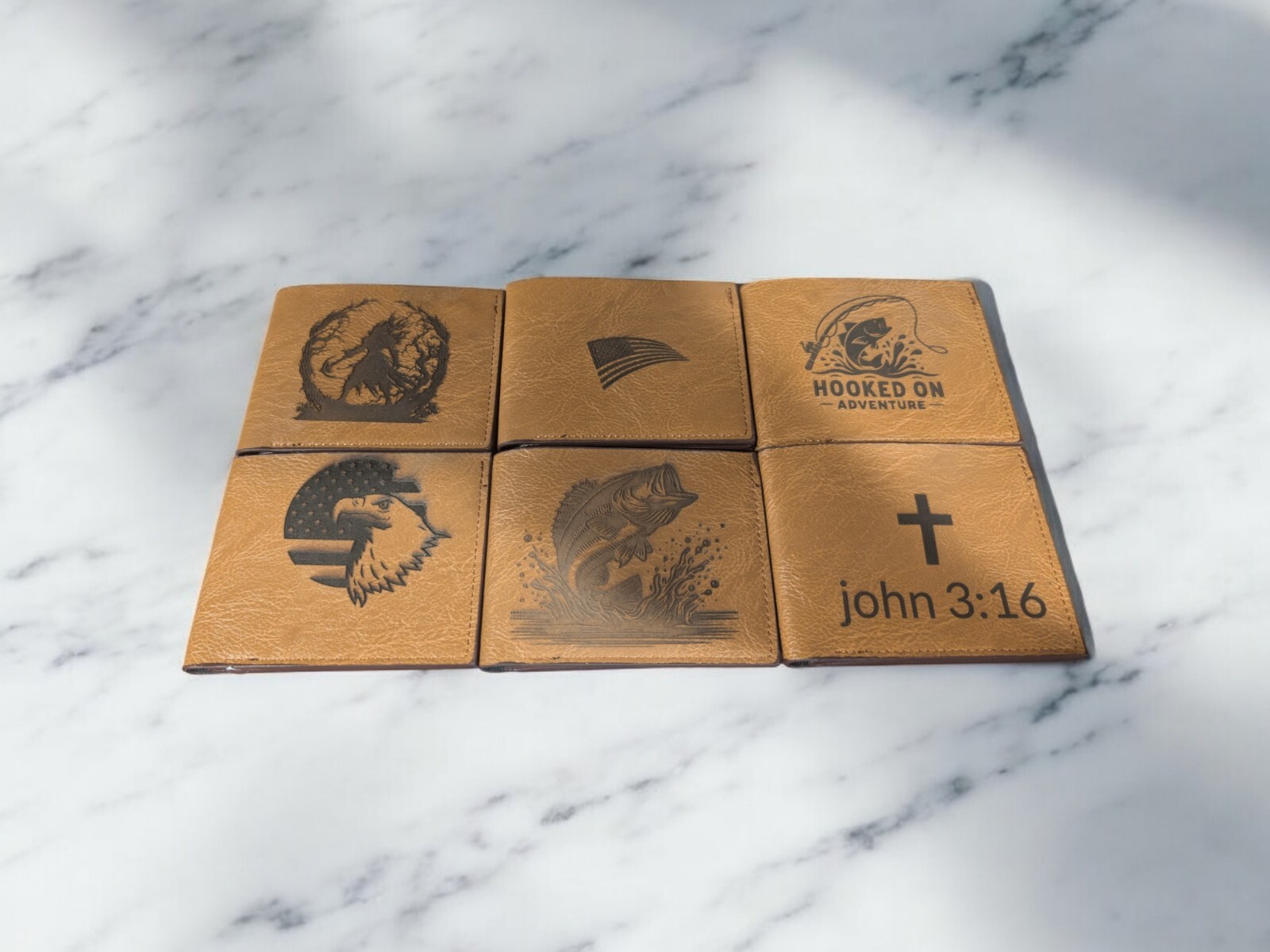 Men's Laser-Engraved Genuine Leather Wallet  -image