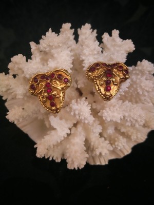 Boucles D'oreilles Clips Vintage KALINGER PARIS - Doré Avec Cristaux - Occasion