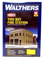 HO Scale Walthers Cornerstone 933-4022 Two-Bay Fire Station Building Kit 