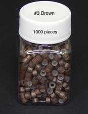 1000 Silicone Micro Link Rings 5mm Lined Beads Hair Extension Brown