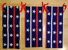 USA Flag Themed Reusable Cloth Drawstring Bags - 12.5" x 5.5" - Set of 3
