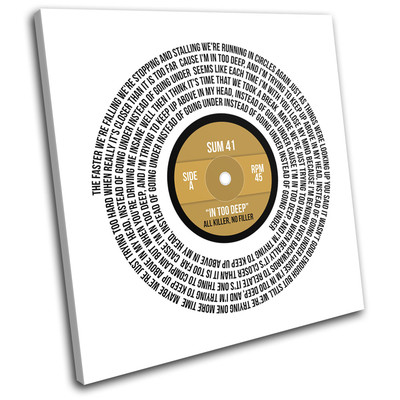 Sum 41 In Too Deep Lyrics Record Vinyl SINGLE Leinwand Wand Kunst Bild drucken