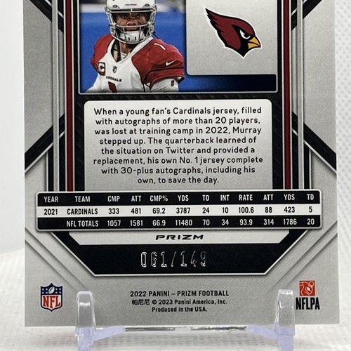 Kyler Murray 2022 Panini Prizm #1 RED WAVE PRIZM Cardinals /149 Team Color Match - Picture 6 of 6