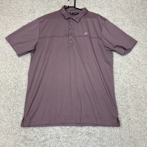 Travis Mathew Poloshirt Herren 2XL Lila Golf Performance Kurzarm Preppy