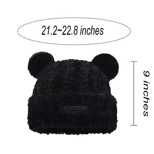 Cute Fuzzy Bear Ear Beanie Hat for Women SkinFriendly Plush