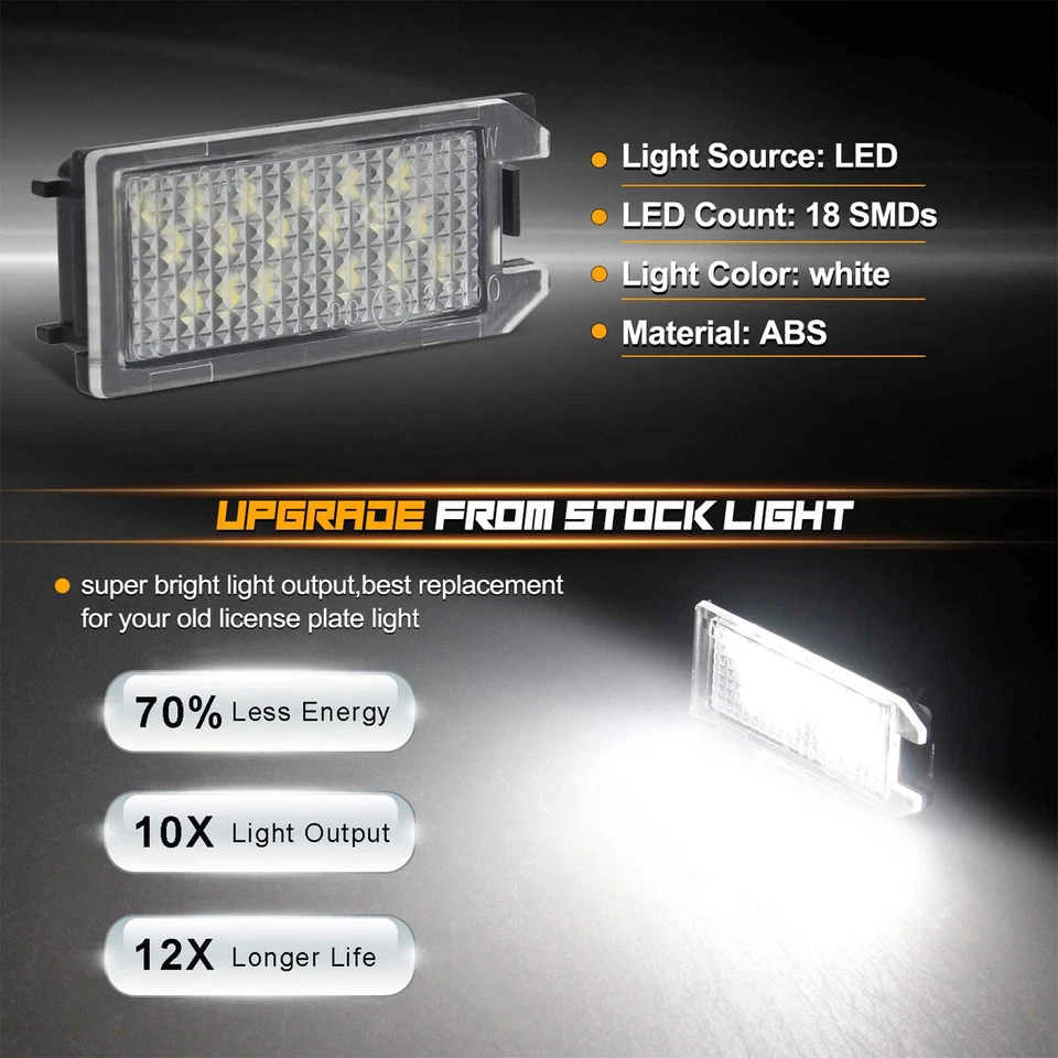 2 x For Jeep Grand Cherokee Compass Patriot FIAT 500 License Number Plate Light - Image 2 of 4