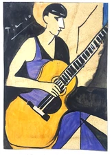 PABLO PICASSO ink MUSICIAN hand signed cubist surrealist expressionist art