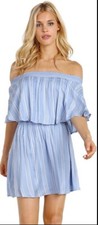 Show Me Your Mumu Casita Mini Dress Side Walk Stripe Medium Blue White