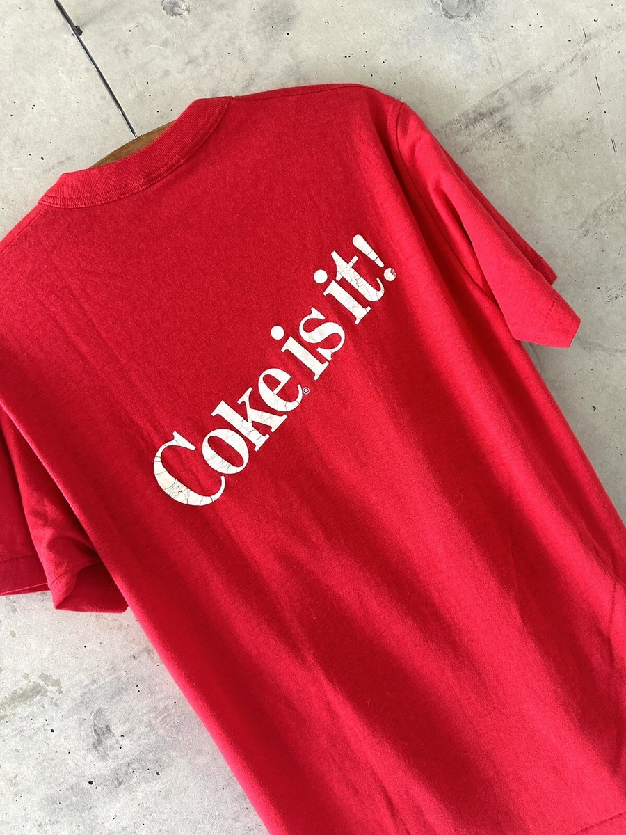 Vintage Coca Cola Shirt 80s Coke Spell Out Graphic Tee Single