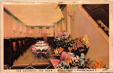 Interior View Colonial Tea Room Falls Street Niagara Falls New York Postcard WOB