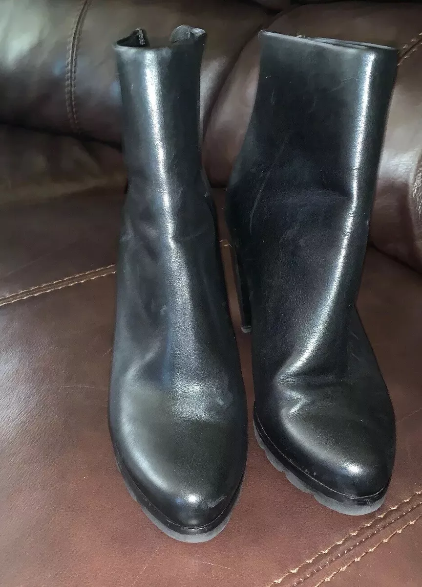 WALTER STEIGER PARIS Boots Black Leather Zipper Closure Size 8 (38 1/2)