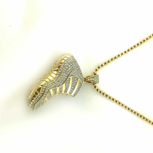 14k Yellow Gold Plated Silver 1.20 ct Cubic Zirconia Mens 3D Sneaker Pendant - Picture 2 of 6