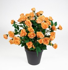 Rosenbusch 30cm orange im Topf ZF Kunstpflanzen Kunstblumen künstliche Blumen