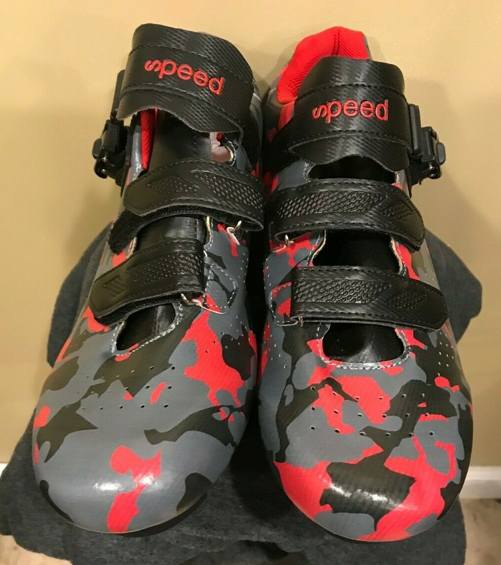 Speed Red/Black/Gray Camouflage Camo Cycling Bike Shoes Size  display picture 3