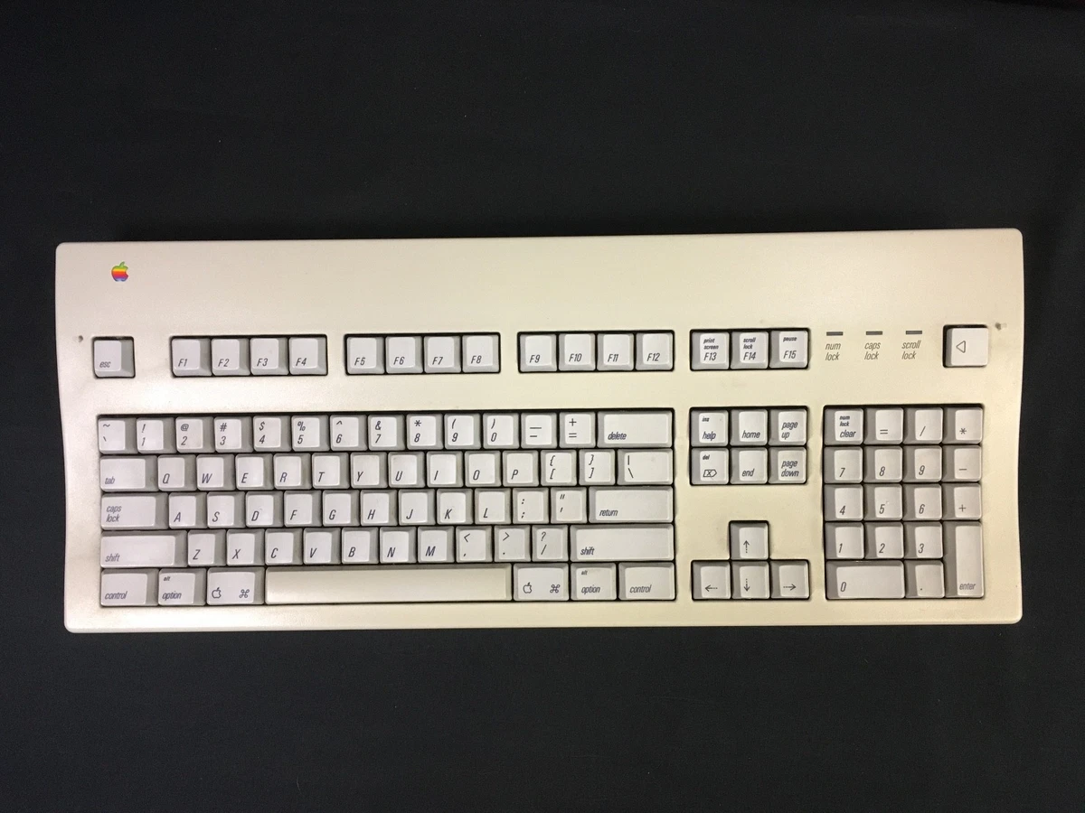 Clavier Apple ADB Vintage - Layout QWERTY USA/GB - Câble Intégré - Occasion Pour Mac Ancien