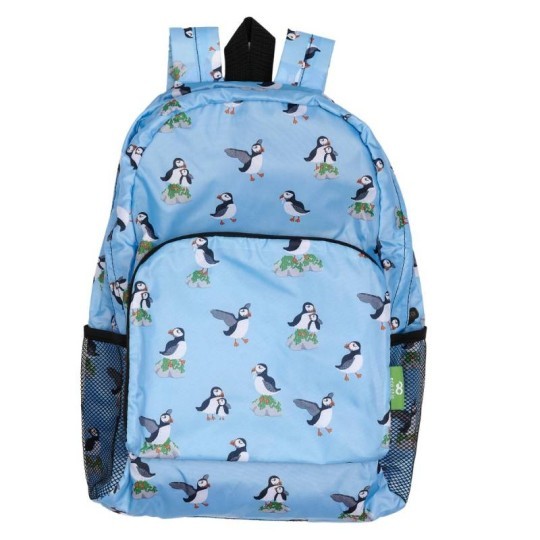 Eco Chic Lightweight Foldable Backpack - Multi Puffin Blue - BNWT
