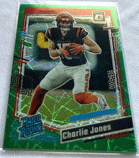 2023 Donruss Optic Football Charlie Jones Cincinnati Bengals Green Velocity RC
