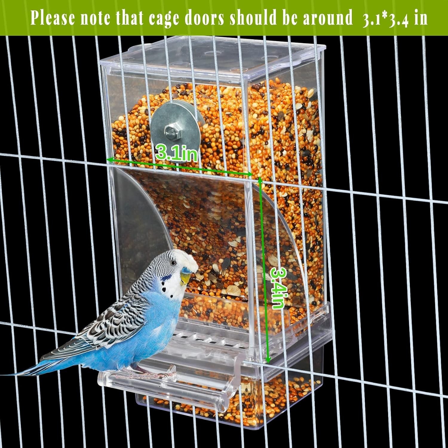 No Mess Automatic Bird Transparent Food Container Cage Acrylic Parrot Accesso...