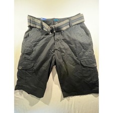 Iron Co Stretch Cargo Shorts Mens 32 Black New Belted Utility Outdoor
