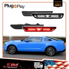 For 2010-2014 Ford Mustang Smoked LED Front White + Rear Red Side Marker Lights