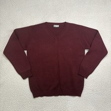 Vintage Sergio Tacchini Men  s S V-neck Sweater Burgundy Merino Wool Blend Jumper