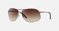NEW Ray Ban AVIATOR Gun Metal 64mm w Brown Gradient Sunglass RB3387 004/13