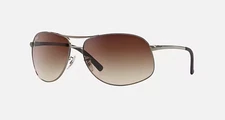NEW* Ray Ban AVIATOR Gun Metal 64mm w Brown Gradient Sunglass RB3387 004/13