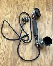 Antique 10.5" Telephone Receiver w/ Switchboard Plug approx 54 cord